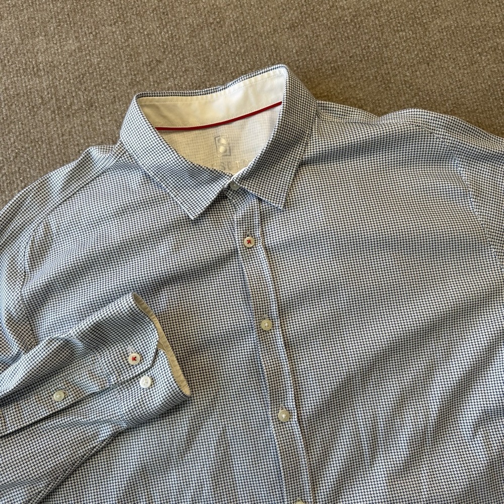 Desoto Men's Houndstooth Button Up Dress Shirt Black And White Size XL